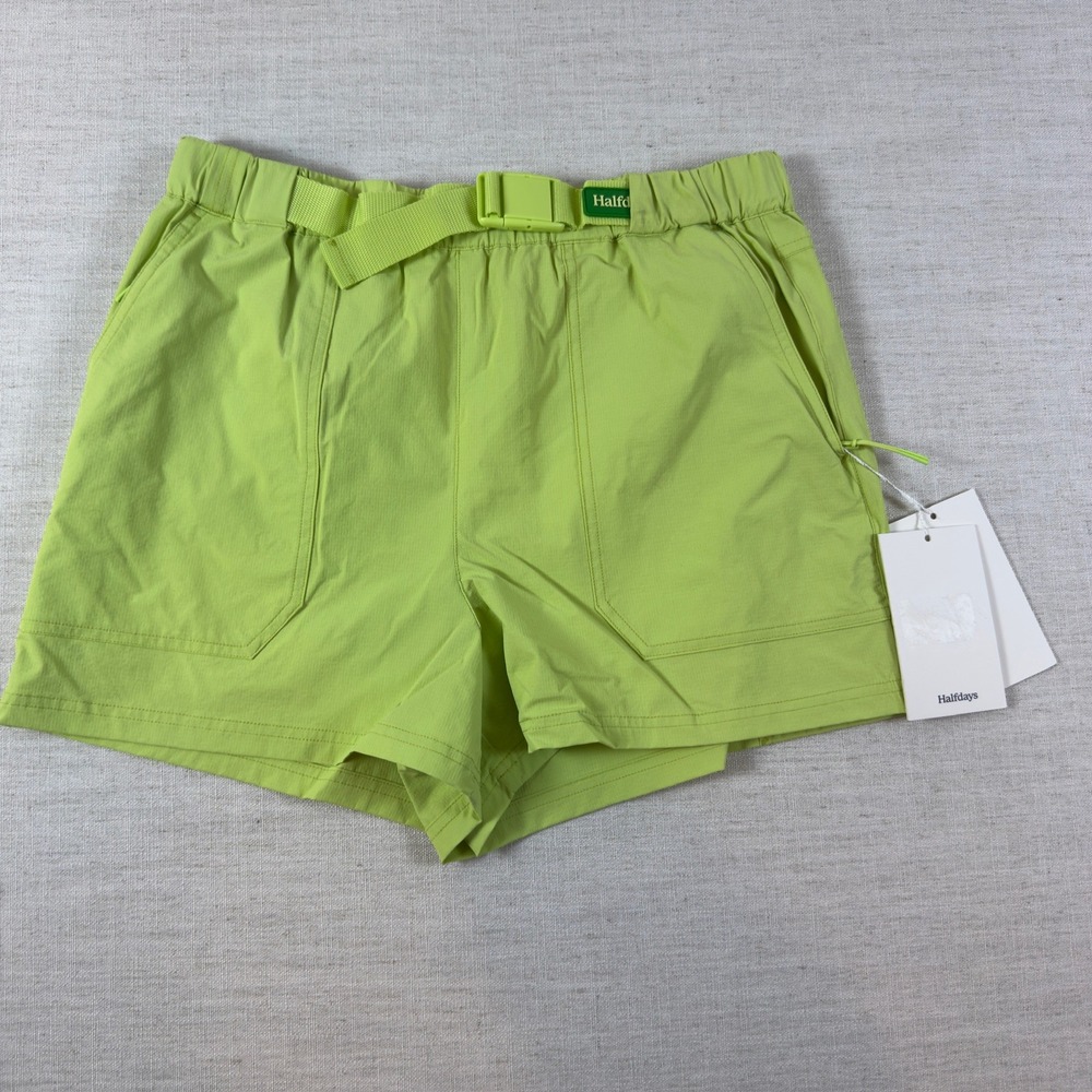 Halfdays Women Lime Green Belted Hike Shorts Size Medium NWT